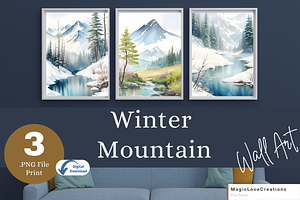Winter Mountain Landscape Printable, a Poster Template by MagicLove Creations