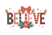 BELIEVE Holiday Quote Art SVG, an Object Graphic by yasushie (Thumbnail 10 of 16)
