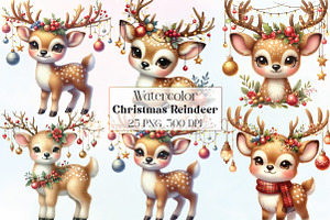 Christmas Reindeer Clipart, a Work Illustration by CraftArtStudio