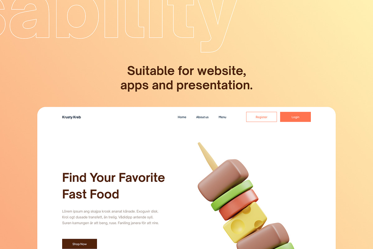 Fast Foods 3D Icon, a Food & Drink 3D Model by GoTemp (Photo 3 of 6)