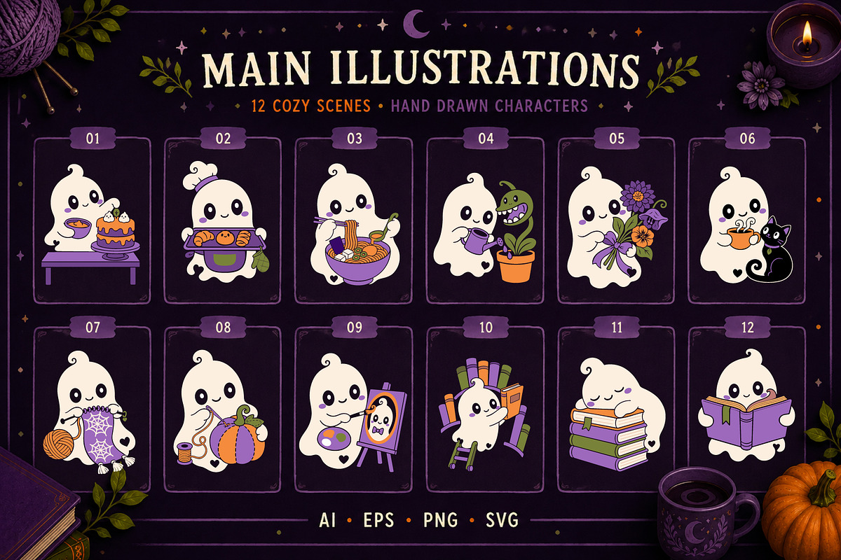 49 Cozy Halloween Ghost Illustration, a Seasonal Illustration by Christine Krahl (Photo 2 of 18)