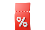 Flying red 3D discount coupon, an Object 3D Model by Hannet (Thumbnail 7 of 7)
