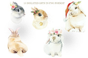 Watercolor Set Rabbits, an Animal Illustration by Budogoshch (Thumbnail 3 of 9)
