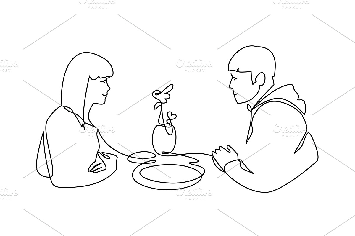 Happy couple at romantic date, an Illustration by Samui-Art