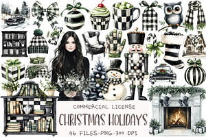 Black and White Holidays Clipart, an Illustration by OK Design