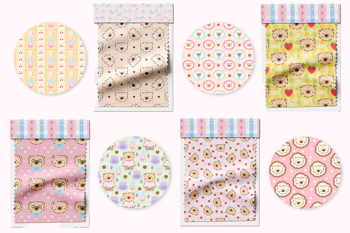 Kawaii Bear Vector Seamless Patterns, a Pattern Graphic by alia.kurianova (Photo 2 of 9)