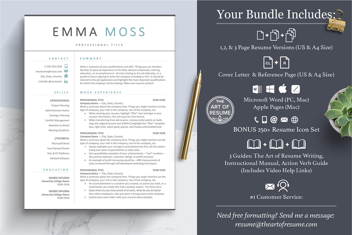 Modern Resume Template (5-Page), a Resume Template by The Art of Resume (Photo 2 of 8)