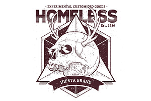 Homeless Vector Dotwork Skull