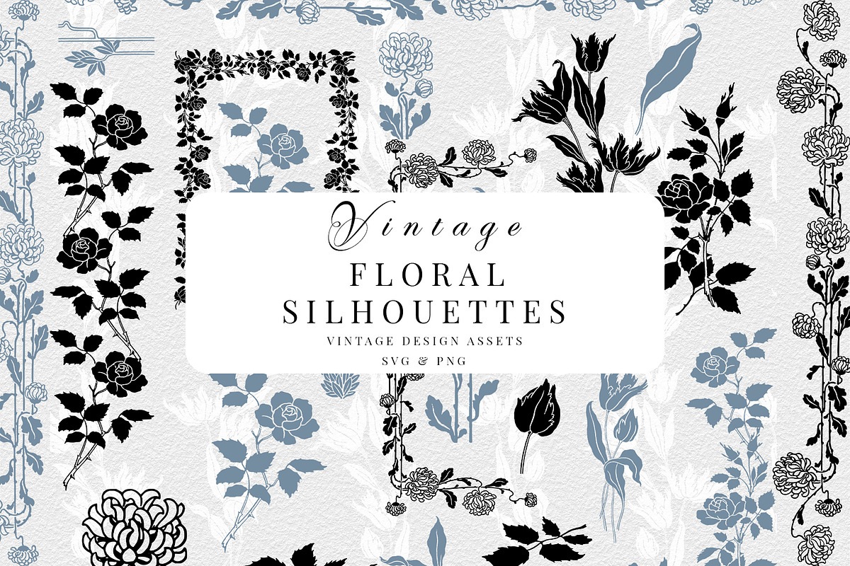 Vintage Floral Silhouettes, a Decorative Illustration by Century Library (Photo 1 of 6)