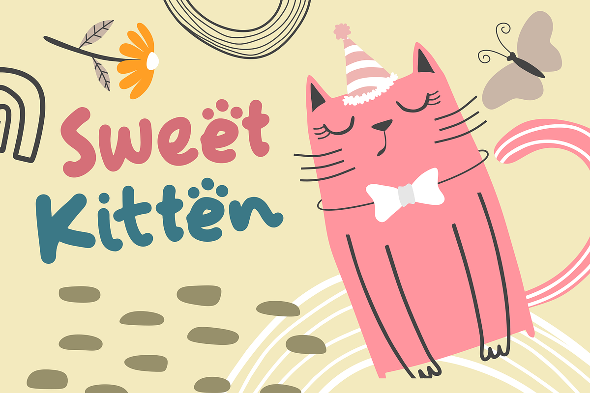 Cupcat - A Cute Handwritten Font, a Handwritten Font by overlaytemplates (Photo 2 of 7)