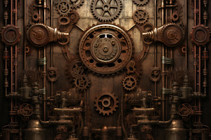 Steampunk background from mechanical clocks details, a Photo by Grafvision photography