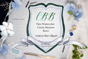 Watercolor Crest Banners