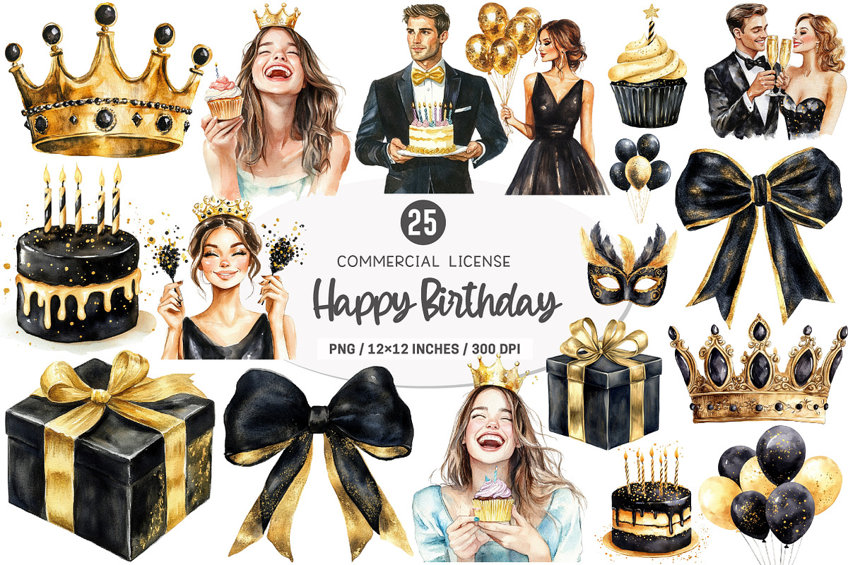 Happy Birthday Clipart PNG, an Illustration by SinaCreation (Photo 1 of 5)