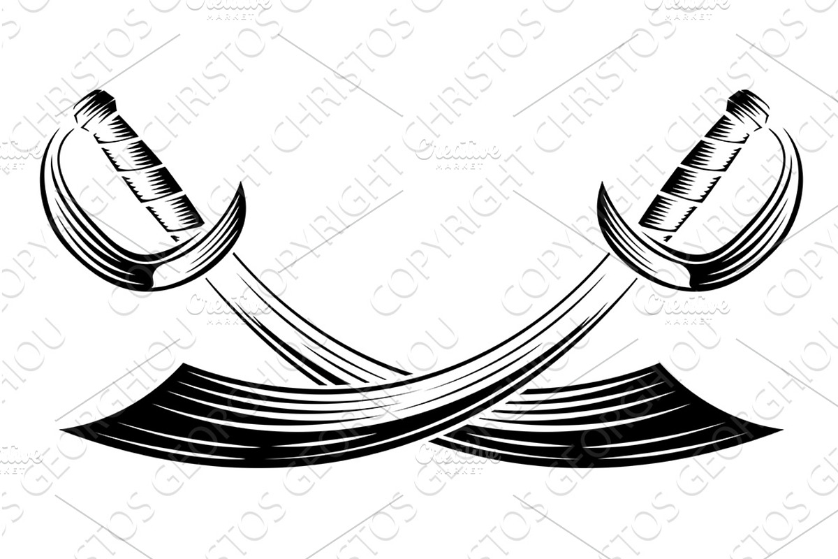 Crossed Pirate Scimitar Cutlass, an Object Illustration by Christos Georghiou