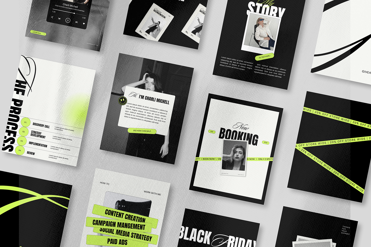 Bold Neon Social Media Templates, a Social Media Template by Row Creative (Photo 3 of 10)