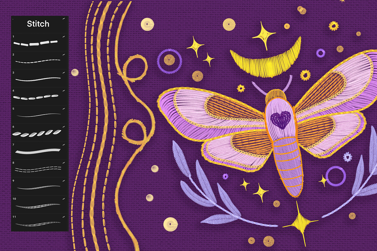 PROCREATE MAGIC STITCHES & PATTERNS, a Brush Add-On by AlexandraArt (Photo 3 of 15)