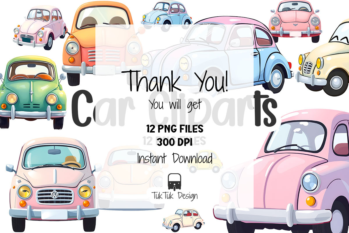 Cartoon car clipart, Kawaii png, an Illustration by TukTuk Design (Photo 2 of 2)