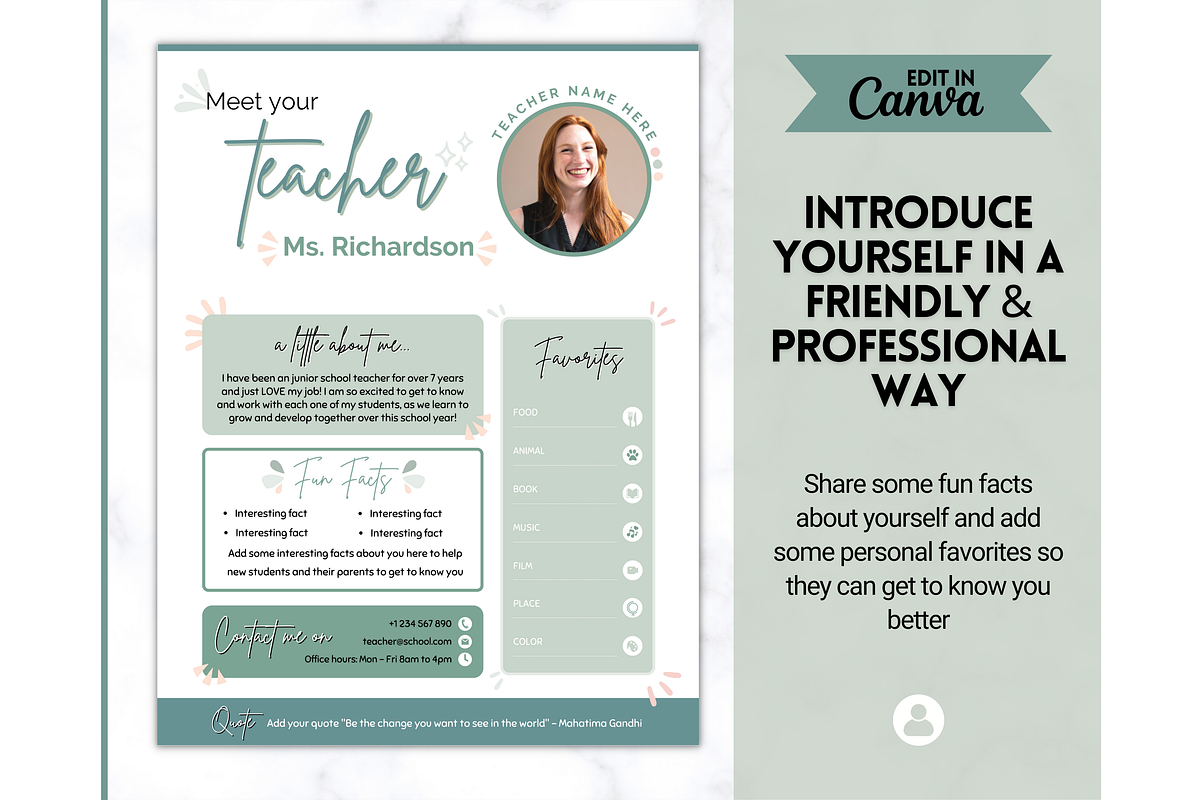 Meet the Teacher Template - Canva, a Templates & Theme by Templatables (Photo 3 of 9)