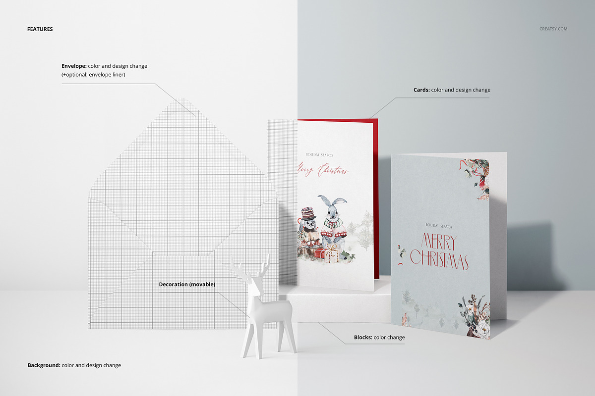 5x7 Greeting Cards Mockup Set, a Merchandise Mockup by creatsy5 (Photo 3 of 16)