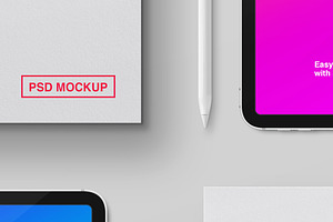 A4 Landscape Paper & Tablet Mockups