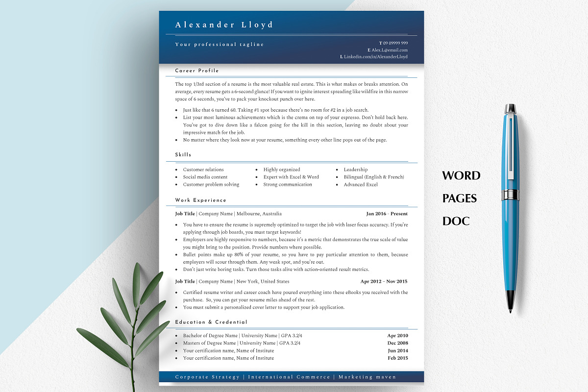 Editable Resume Templates, CV Word, a Resume Template by Career Canvas (Photo 8 of 11)