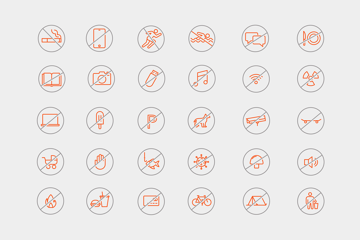 30 Prohibited Sign Icons, an Icon by Creative VIP | Creative Market