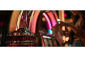 Vintage Jukebox With Neon Glow and, an Arts & Entertainment Photo by piter.goskov