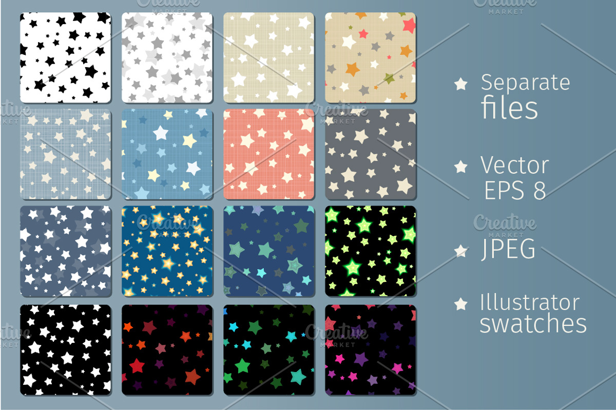 16 seamless stars patterns, a Pattern Graphic by Olga Proz (Photo 2 of 2)