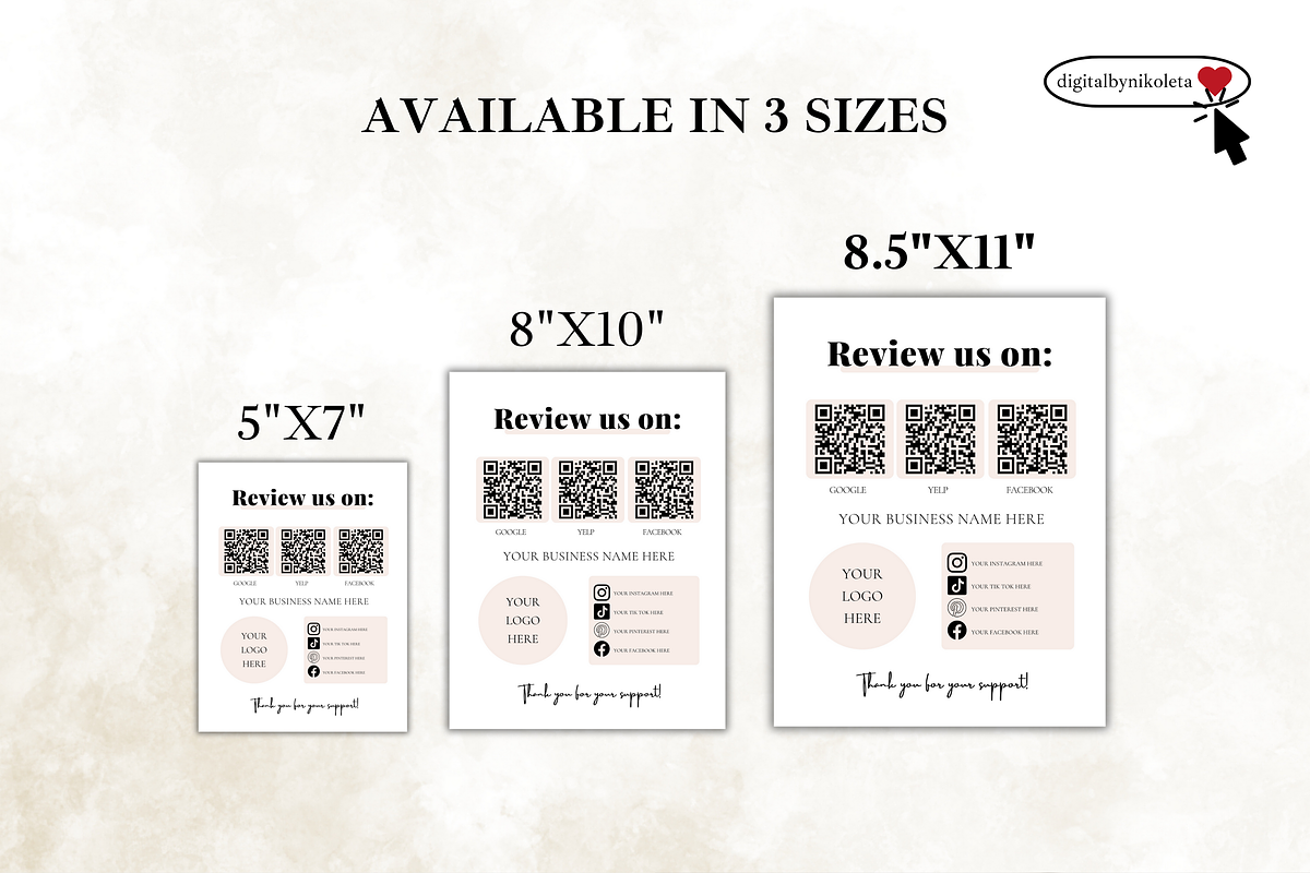 Review Us Business Sign Template, a Print Template by Digital By Nikoleta (Photo 3 of 9)