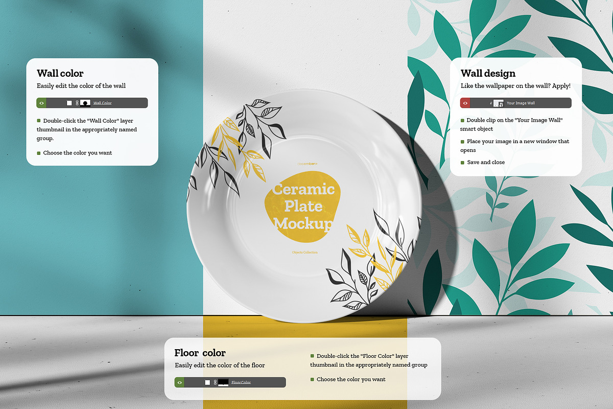 7 Mockups Ceramic Plates, a Household Mockup by Grow Design Craft Studio (Photo 4 of 8)