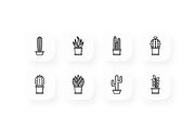 Succulents 16 Thin Line Icons Set, an Outline Icon by Alex Blogoodf (Thumbnail 4 of 5)