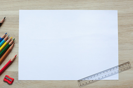 White paper with colored pencils, a School & Education Photo by RSQB