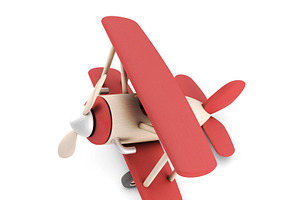 Low Poly Wooden Toy Airplane