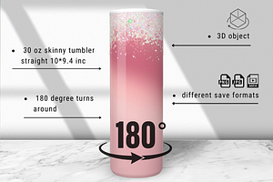 3D Animated Skinny Tumbler Mockup