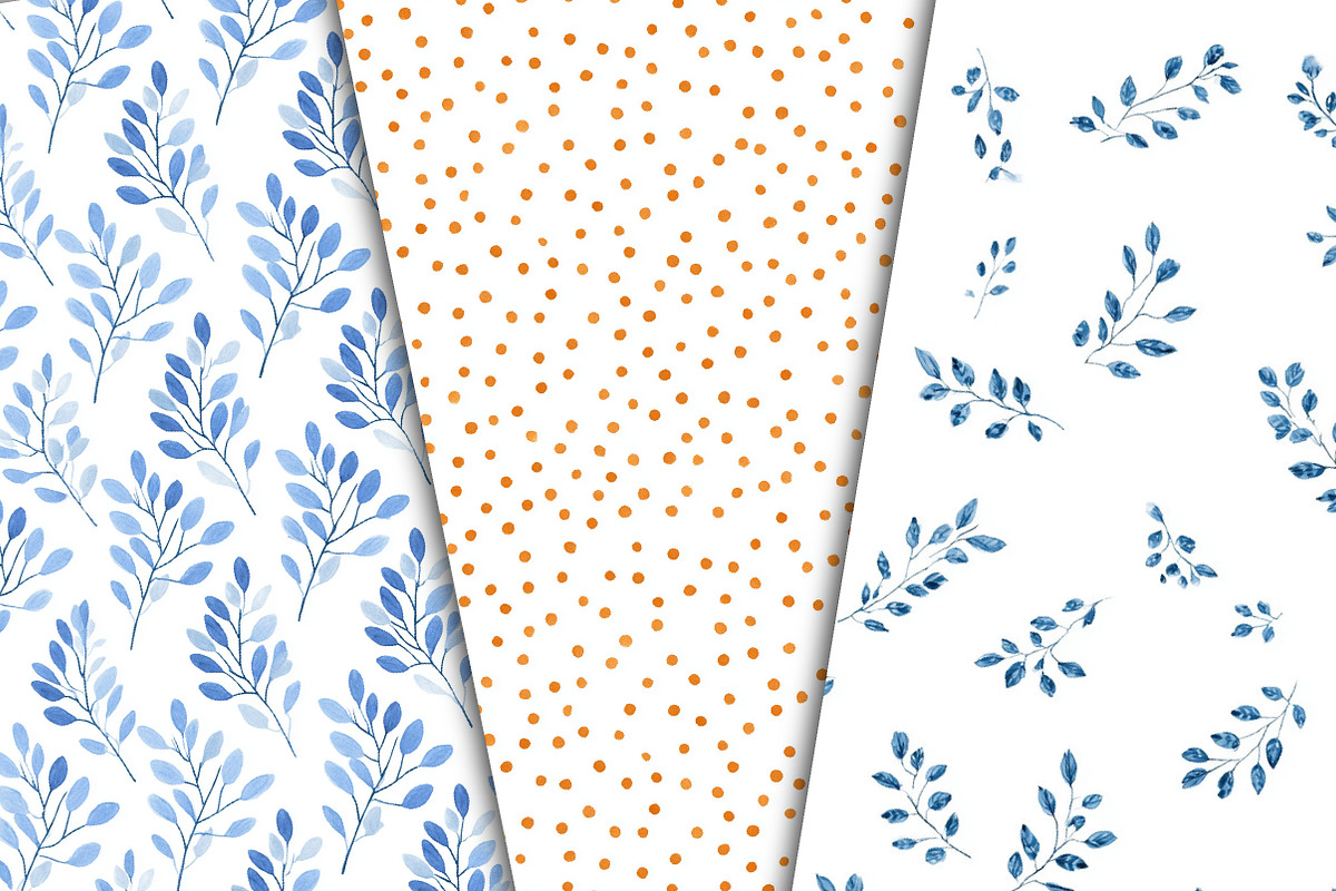 Orange & Blue Floral Pattern Set, a Pattern Graphic by Libby Wishes (Photo 2 of 5)