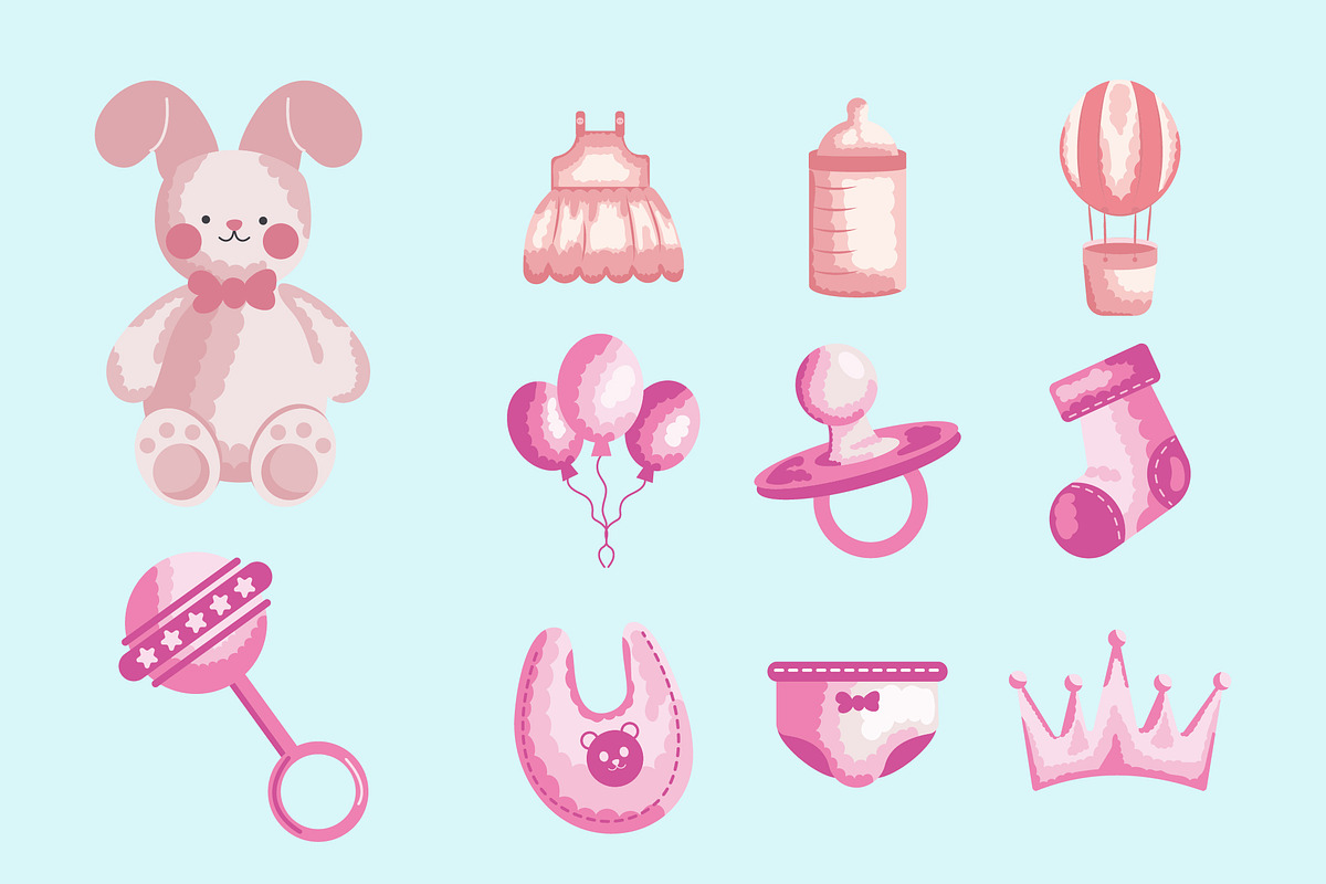 Baby Girl Essentials Illustration Se