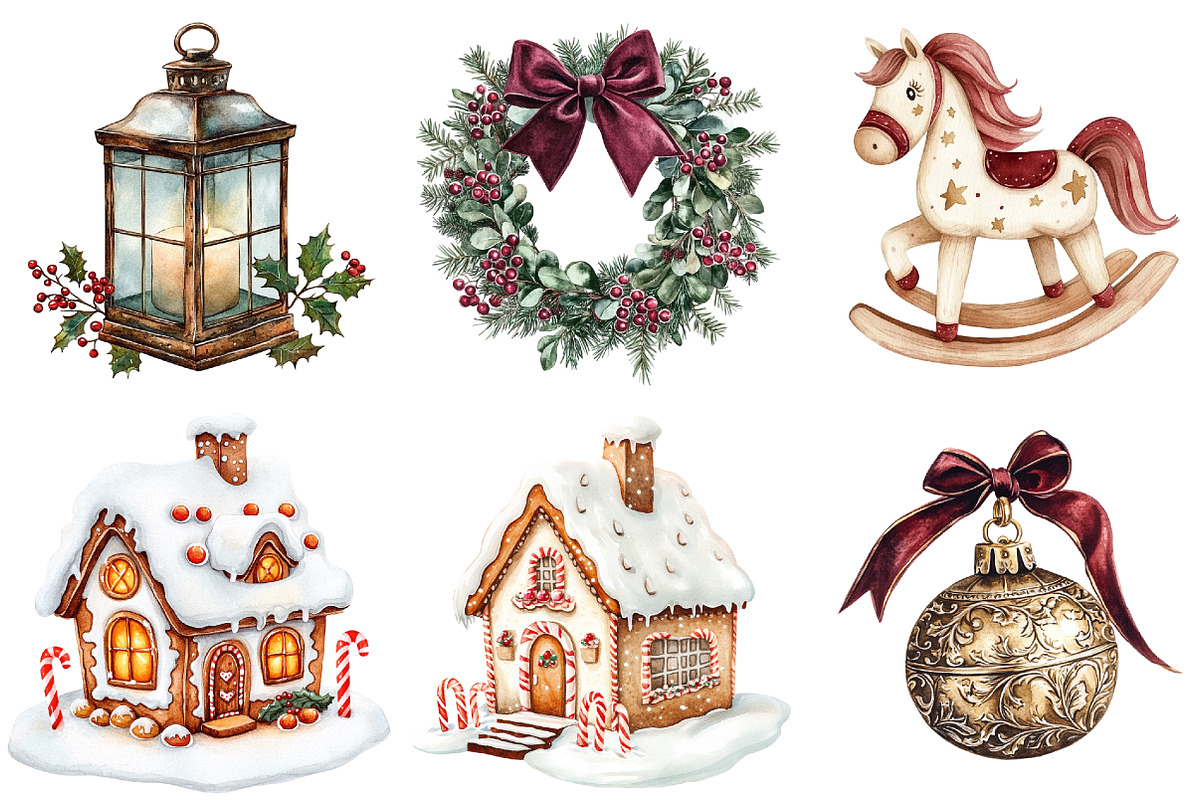 Watercolor Christmas Clipart, a Seasonal Illustration by CitraGraphics (Photo 7 of 8)