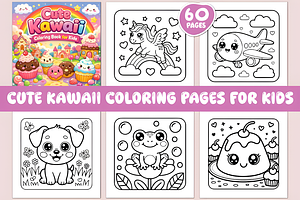 60 CUTE KAWAII COLORING PAGES, an Animal Illustration by Ink Gallery