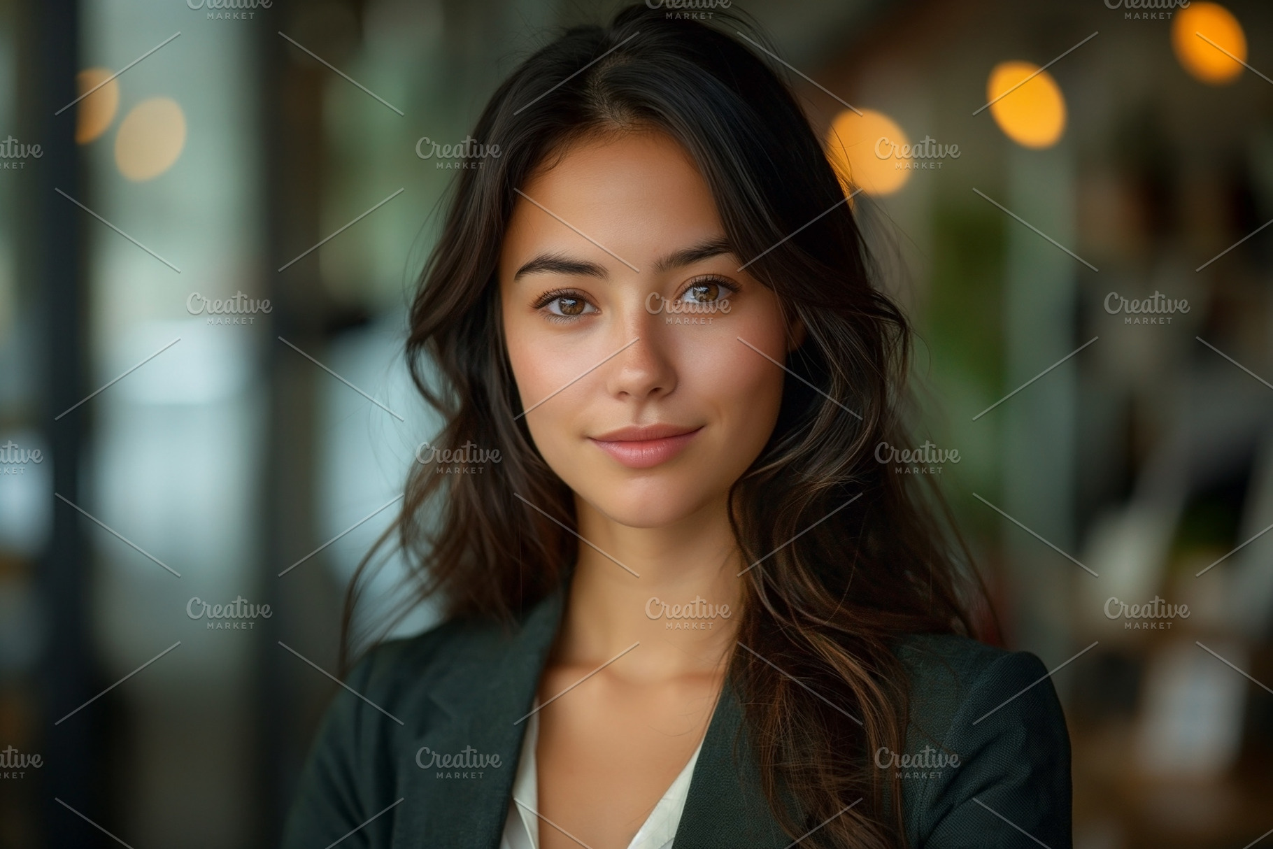 A confident young woman with long, dark hair and a warm smile, exuding professi, a Person Photo by ImageMir