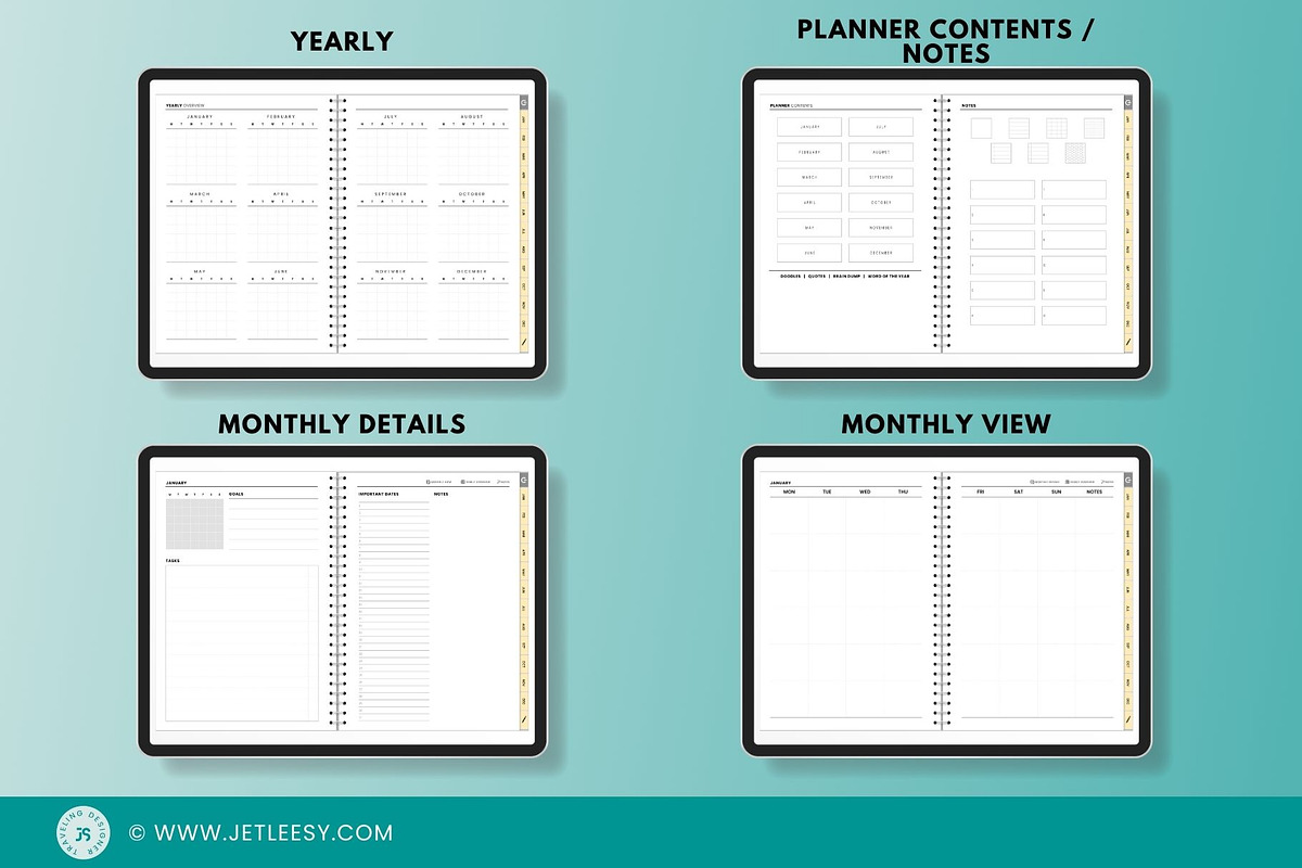 Undated Digital Planner Ipad, an App Template by Traveling Designer (Photo 3 of 4)