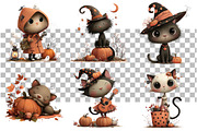 Whimsical Halloween Cat Clipart, a Seasonal Illustration by Daily.Designs (Thumbnail 3 of 4)