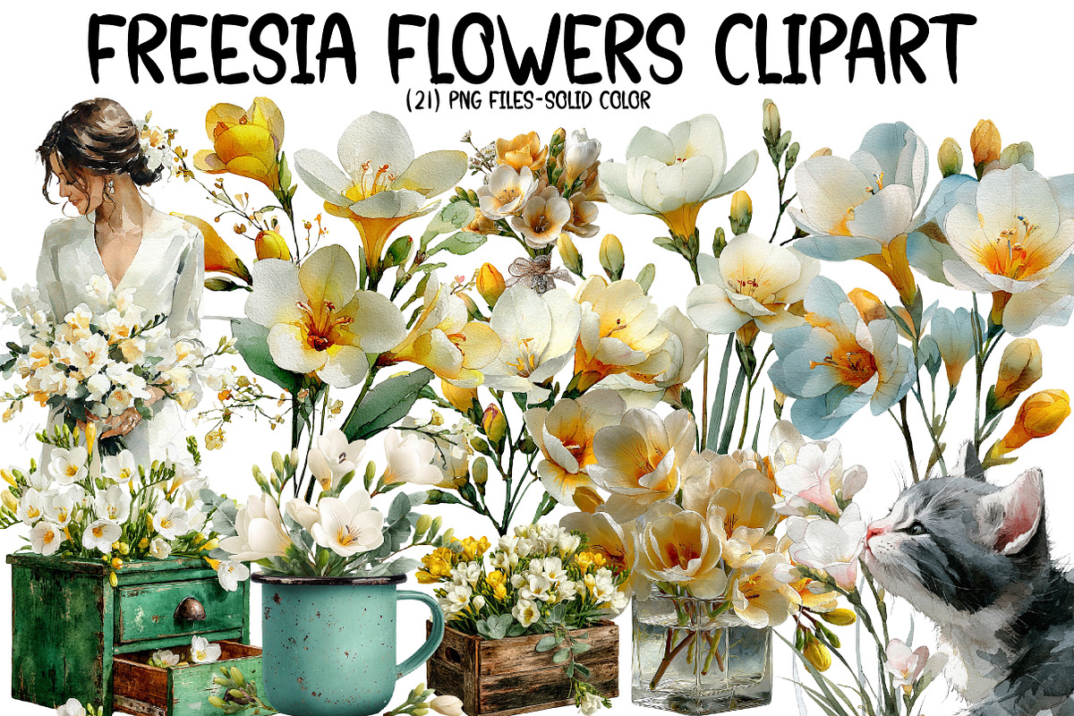 Freesia Flowers Clipart, an Illustration by Designworld (Photo 1 of 8)