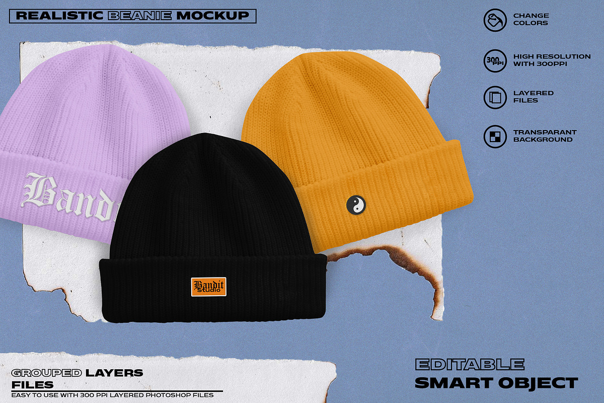 Realistic Beanie Mockup, a Hat Mockup by Easybandits (Photo 3 of 4)