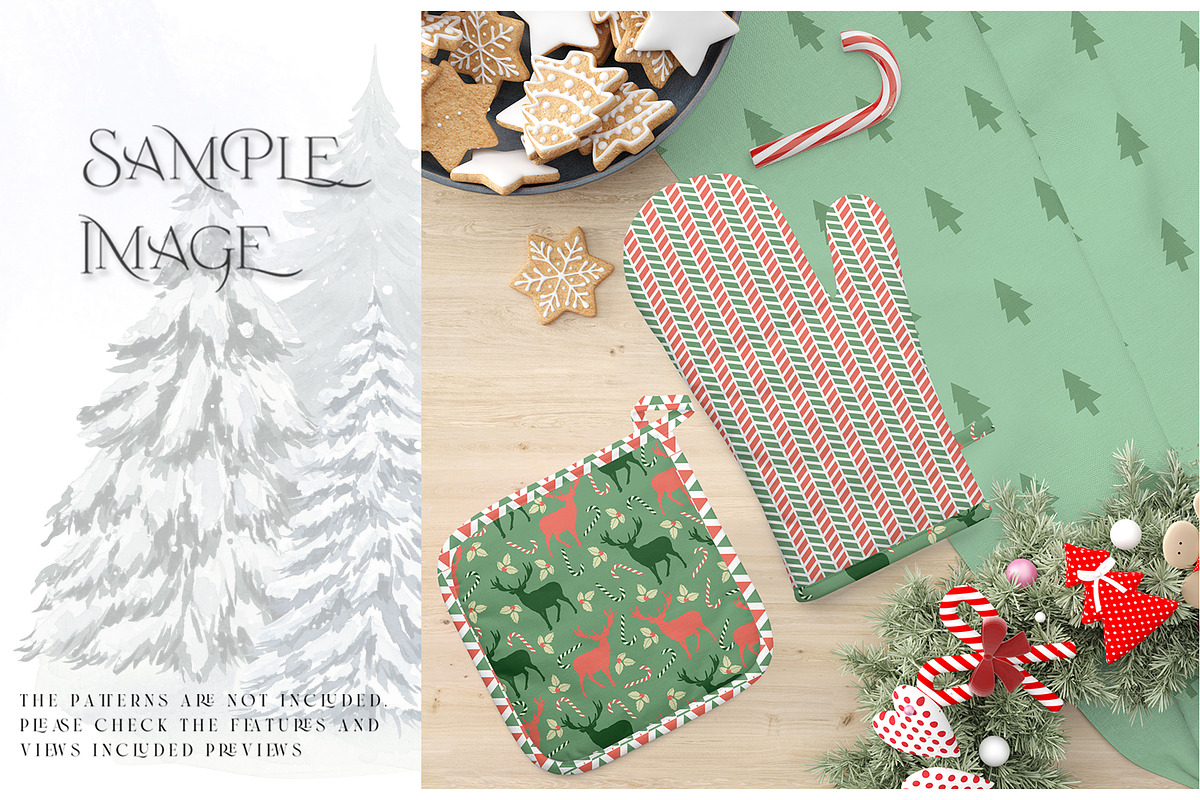 Christmas Oven Mitt & Potholders, a Product Mockup by mock-ups (Photo 11 of 16)