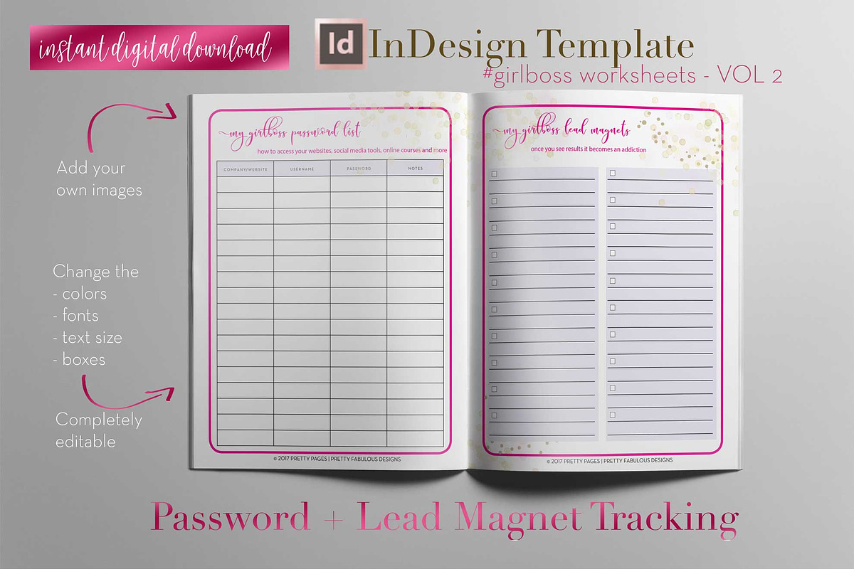 Girlboss Sheets | InDesign Template, a Stationery Template by Planner Templates (Photo 11 of 55)