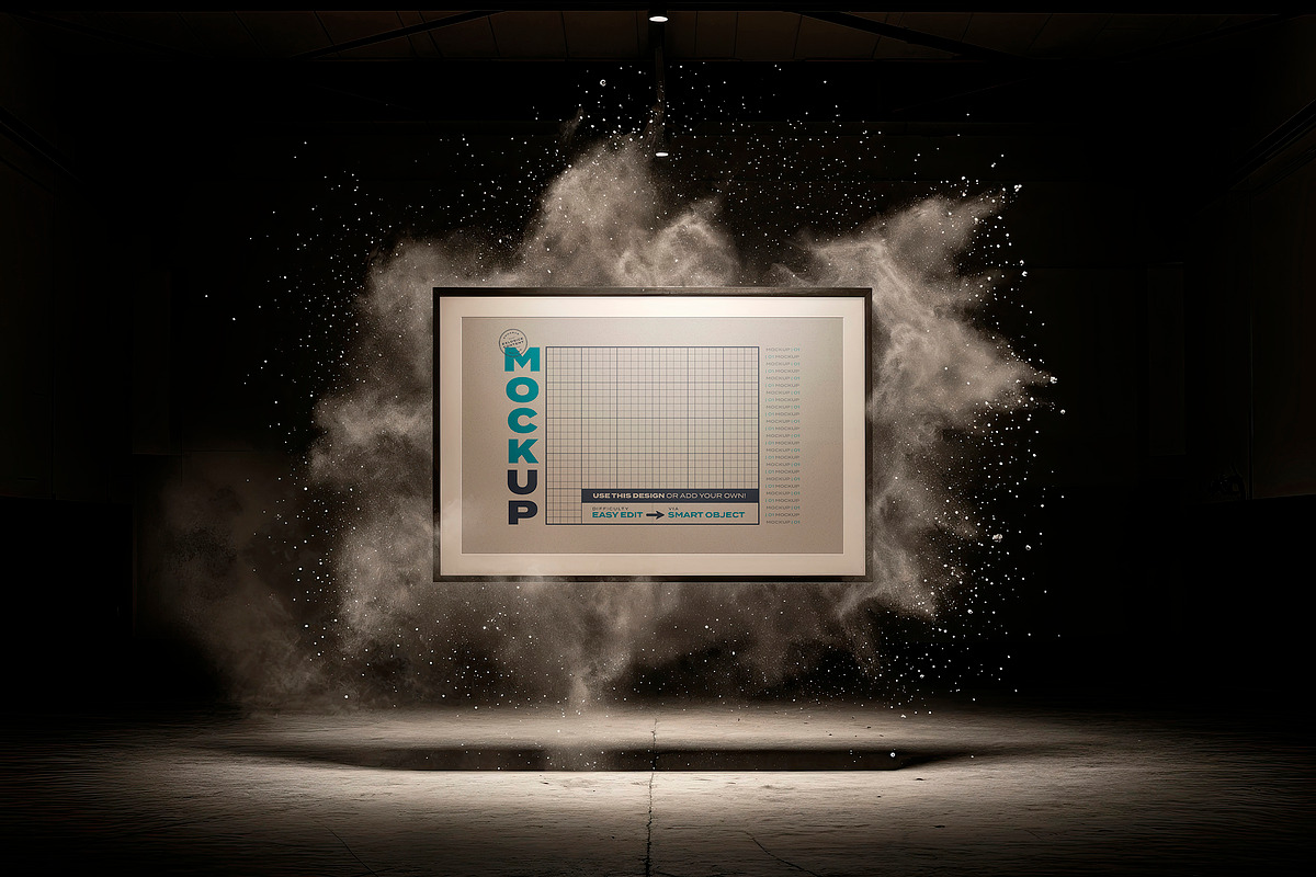 Floating Poster Mockups with Dust, a Mockup by Luuqas Design (Photo 4 of 8)