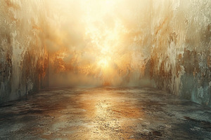Empty Grunge Room With Golden Light and Weathered Concrete Walls, a Background Photo by José Manuel Gelpi