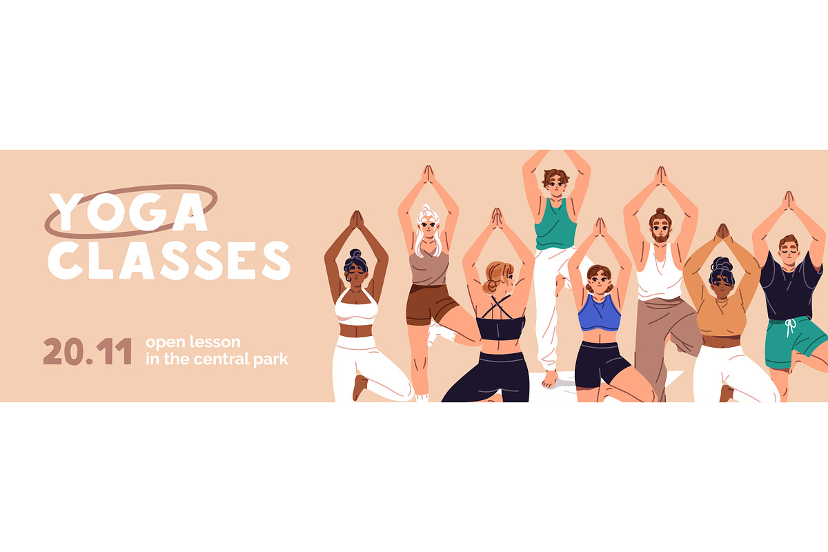 Group yoga class in nature banner, a Sport Illustration by PaperTrident (Photo 2 of 3)