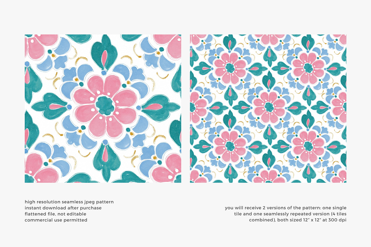 Retro floral tile seamless pattern, a Pattern Graphic by Pink Studio Art (Photo 3 of 4)