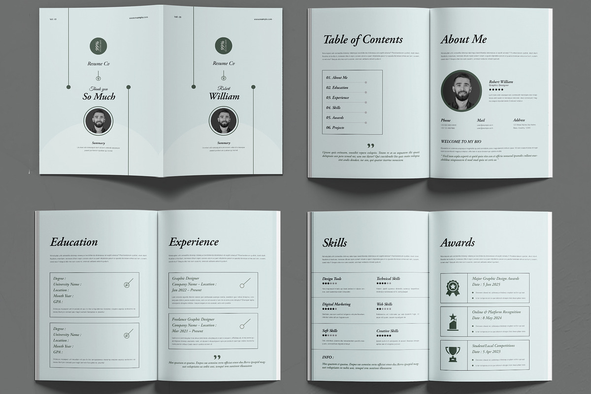 Minimal Resume Booklet Design Layout, a Resume Template by MightyDesign (Photo 2 of 6)